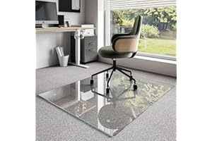 Koonmi Glass Chair Mat for Carpet, 40"x48" Office Chair Mat, Tempered Glass Chair Mat with Rounded and Polished Edges, Non-Slip Pads, Glass Floor Mat for Hardwood Floor, Carpet