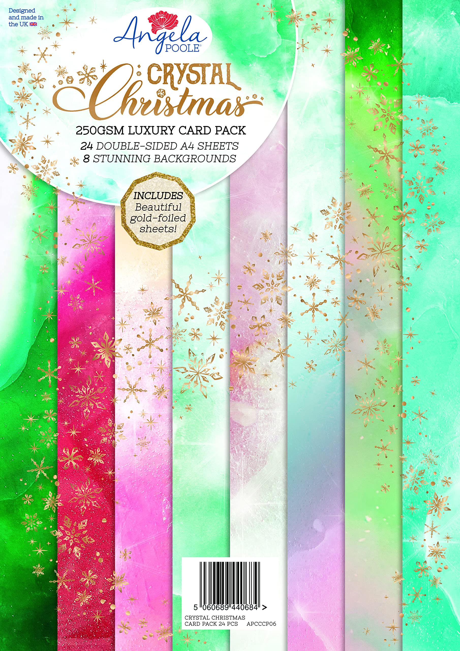 Creative Expressions Angela Poole-Crystal Christmas Luxury Foiled-Card Pack, Multicoloured, A4
