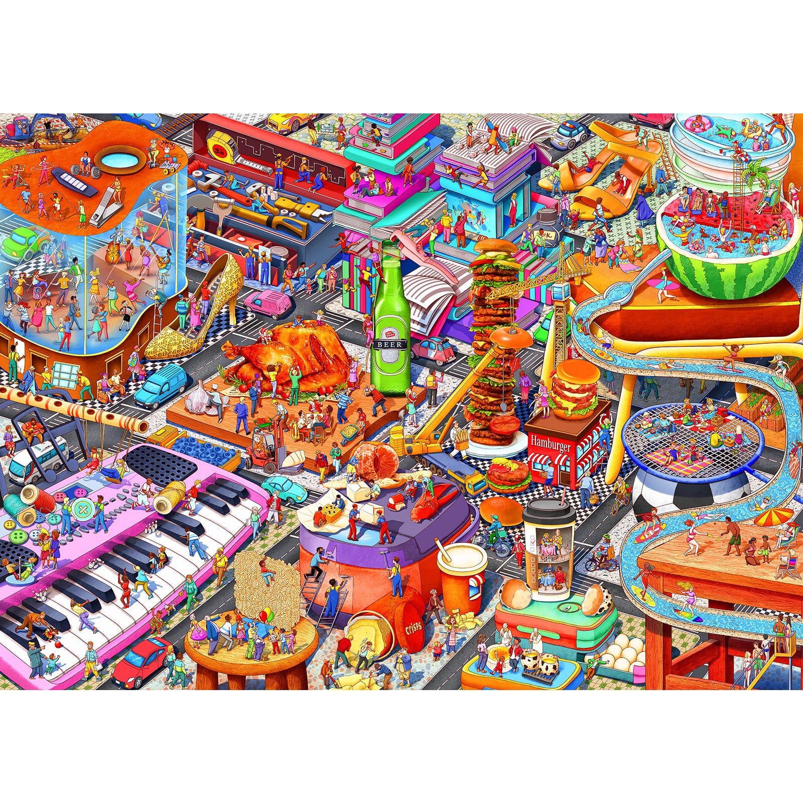 Jigsaw Puzzles for Adults 1000 Piece Jigsaw Puzzles for Adult,JigsawPuzzle 1000 Pieces for Adults Challenging Puzzle Games-Little People's World Party — image 1