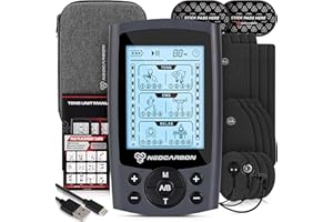 NEOCARBON TENS Unit Muscle Stimulator, Electronic PMS Pulse Massager Machine for Shock Physical Therapy, Back Pain Relief, Shoulder Recovery, FSA/HSA Eligible, Gray