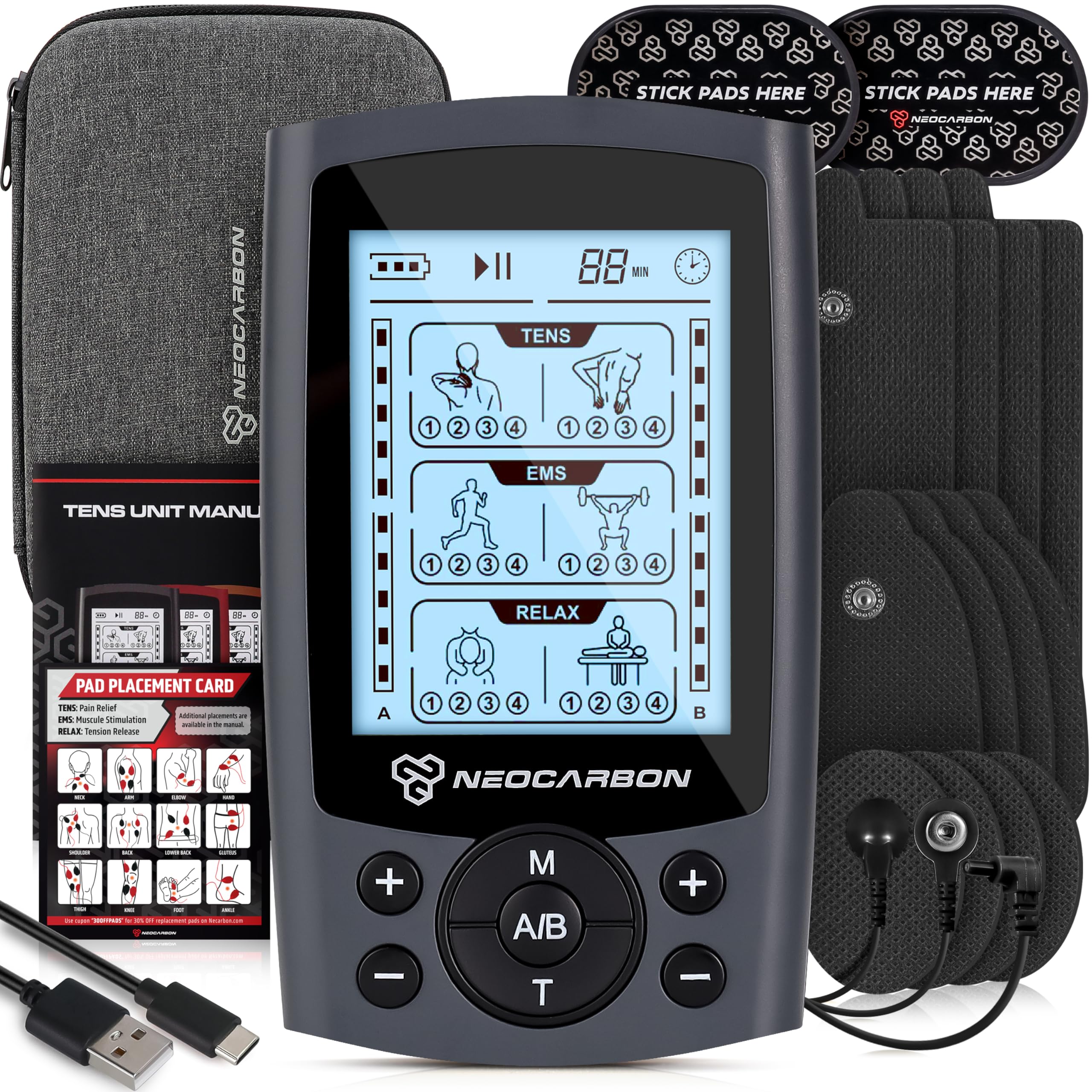 Photo 1 of TENS Unit Muscle Stimulator, Electronic PMS Pulse Massager Machine for Shock Physical Therapy, Back Pain Relief, Shoulder Recovery, Gray