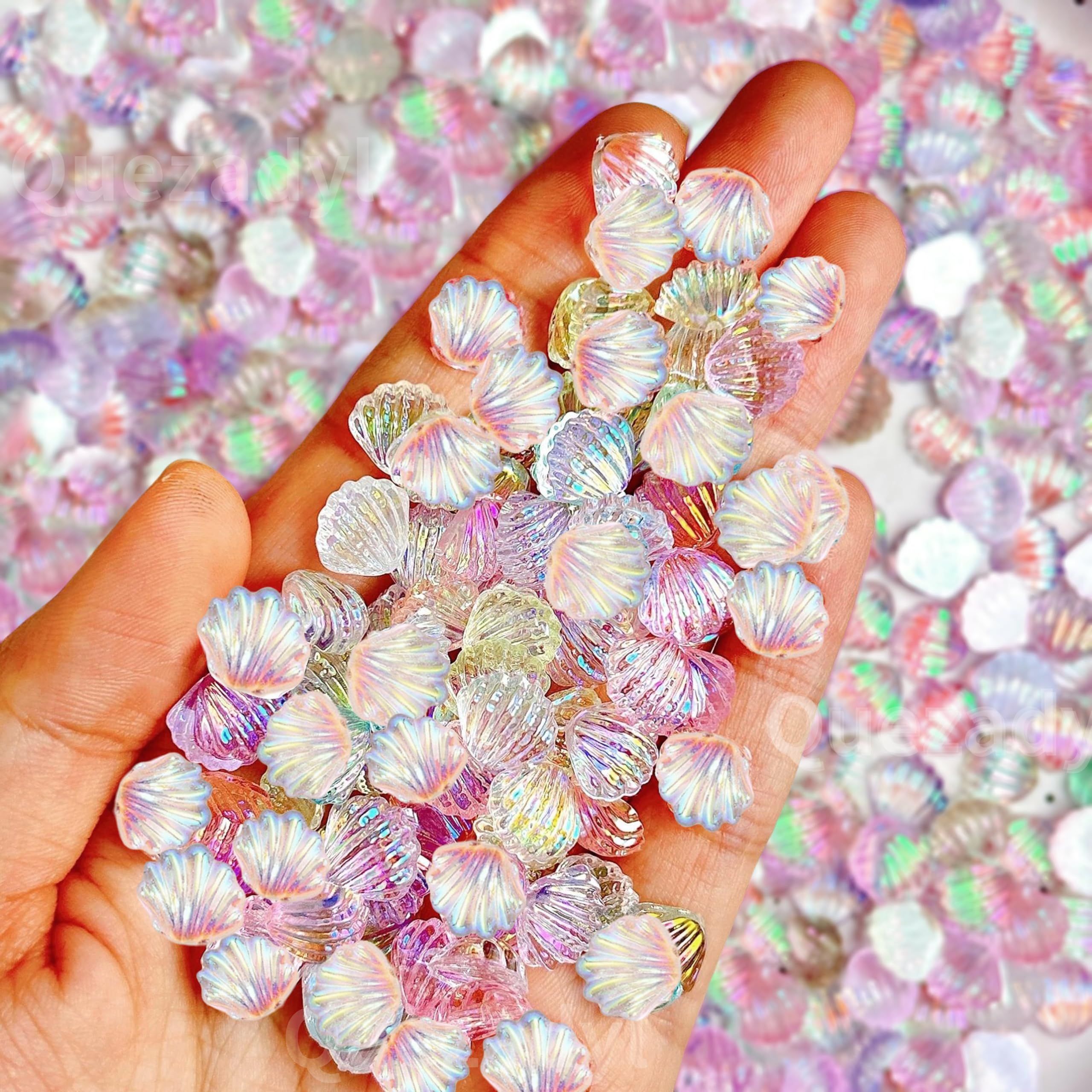 Photo 1 of 100PCS Summer Ocean Seashell Nails Charms 3D Resin Shell Nail Art Resin Rhinestones for Acrylic Nails Aurora Seashells Nail Gems Nail Jewelry for Women Summer DIY Nail Art Decoration Accessories