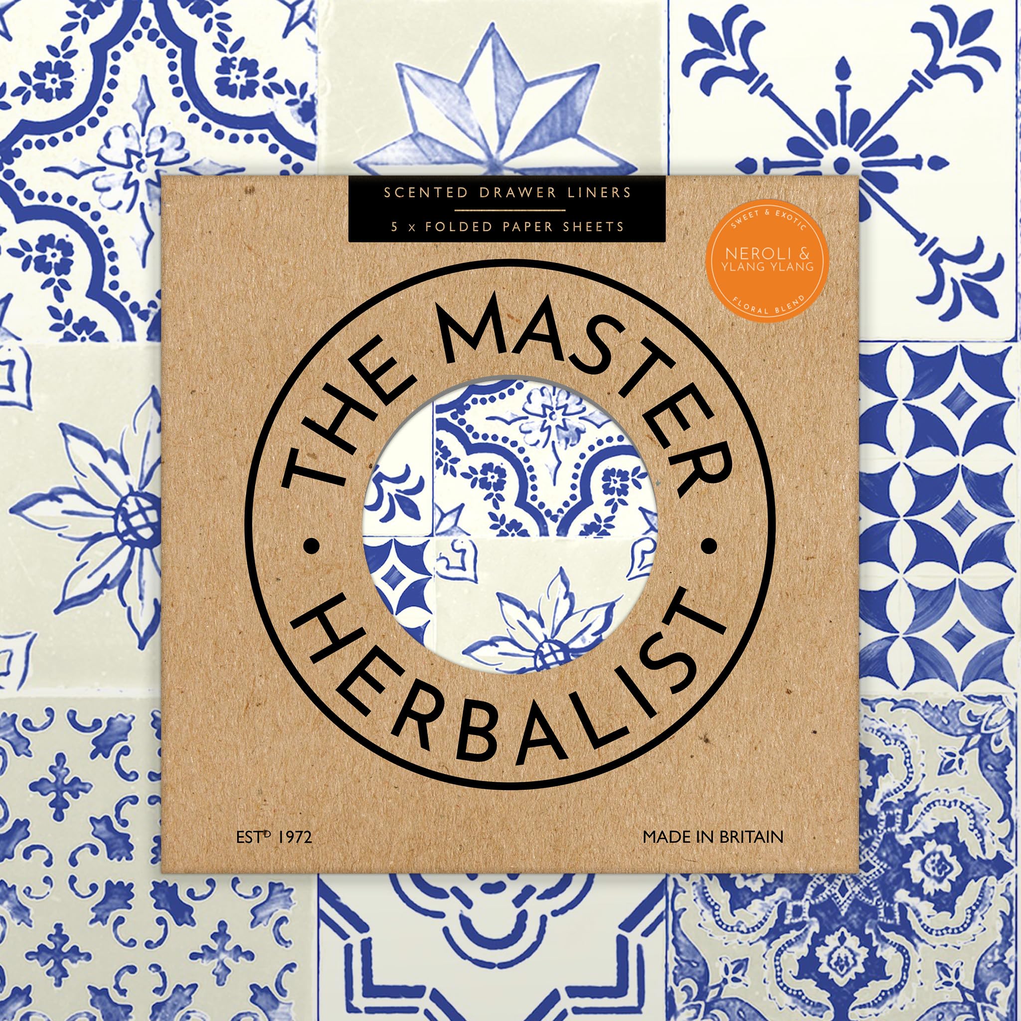 The Master Herbalist Fragrant Scented Drawer Liners (Folded) | Pack of 5 Sheets | Contains Essential Oils | Made in The UK (Neroli & Ylang Ylang, Folded)