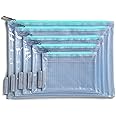 MUMI 5 Multi-Size Organizing Bags – Clear Zipper Pouches for Storage with 10 Removable Labels | Reusable Pouch Set for Office, Travel & Supplies | Plastic Zipper Bags & Mesh Organizer