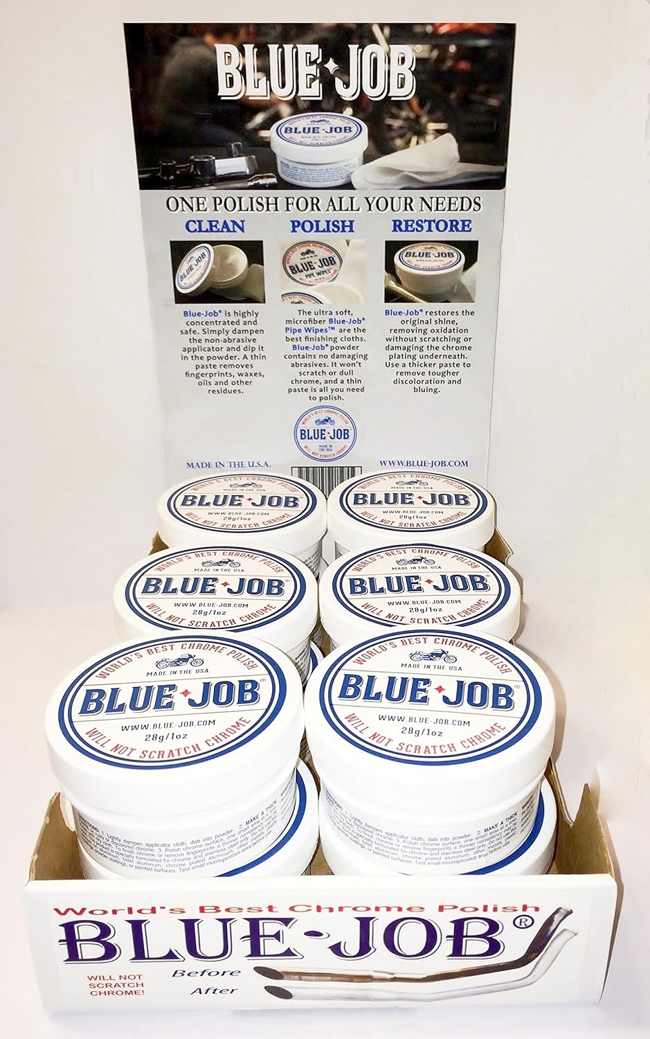 Amazon Com Blue Job Chrome Polish Perfect For Your Motorcycle One Polish For All Your Needs Automotive