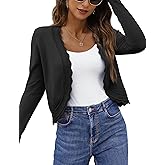 OmicGot Women's Long Sleeve Cardigan Sweaters Open Front Cropped Bolero Shrugs for Dresses S-XL