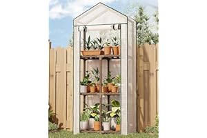 Bamworld Mini Greenhouse for Outdoor 3-Tierd Reusable Portable Warm House with PE Cover Compact Garden and Backyards Portable Rack with Sturdy Eucalyptus Frame Winter-Proof for Plant Protection