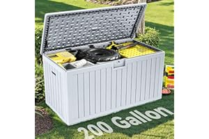 YITAHOME 200 Gallon Double-Wall Deck Box with Divider & Side Handles, Outdoor Large Storage for Patio Furniture Cushions, Garden Pool Accessories, Water Resistant & Lockable