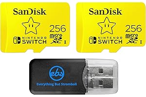 SanDisk 2 Pack Micro SD 256GB Nintendo Switch Memory Card Cards for Nintendo Switch Lite, Switch OLED and Switch (SDSQXAO-256G-GNCZN) Bundle with (1) Everything But Stromboli MicroSD Card Reader