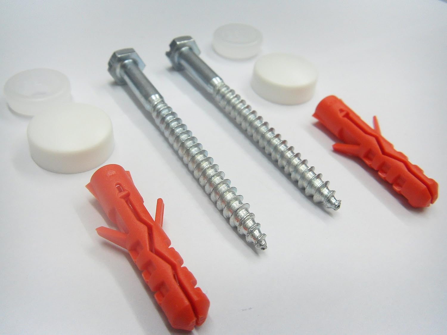 W.C. Pan Fixing Set - White Caps, 6mm - Image 3