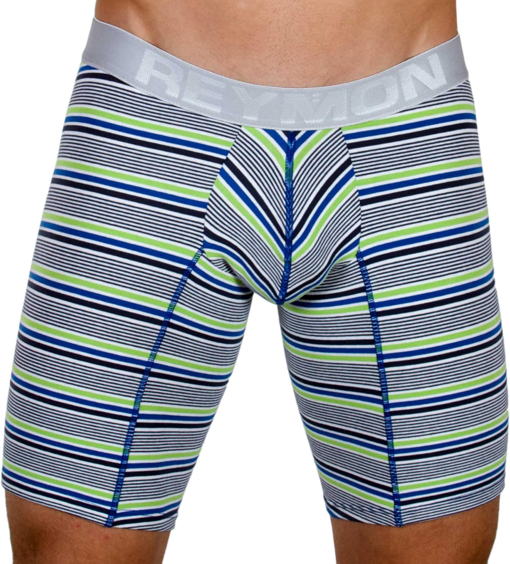 Reymon 3021 - Striped Cotton Long Boxer Brief Underwear-D-Small
