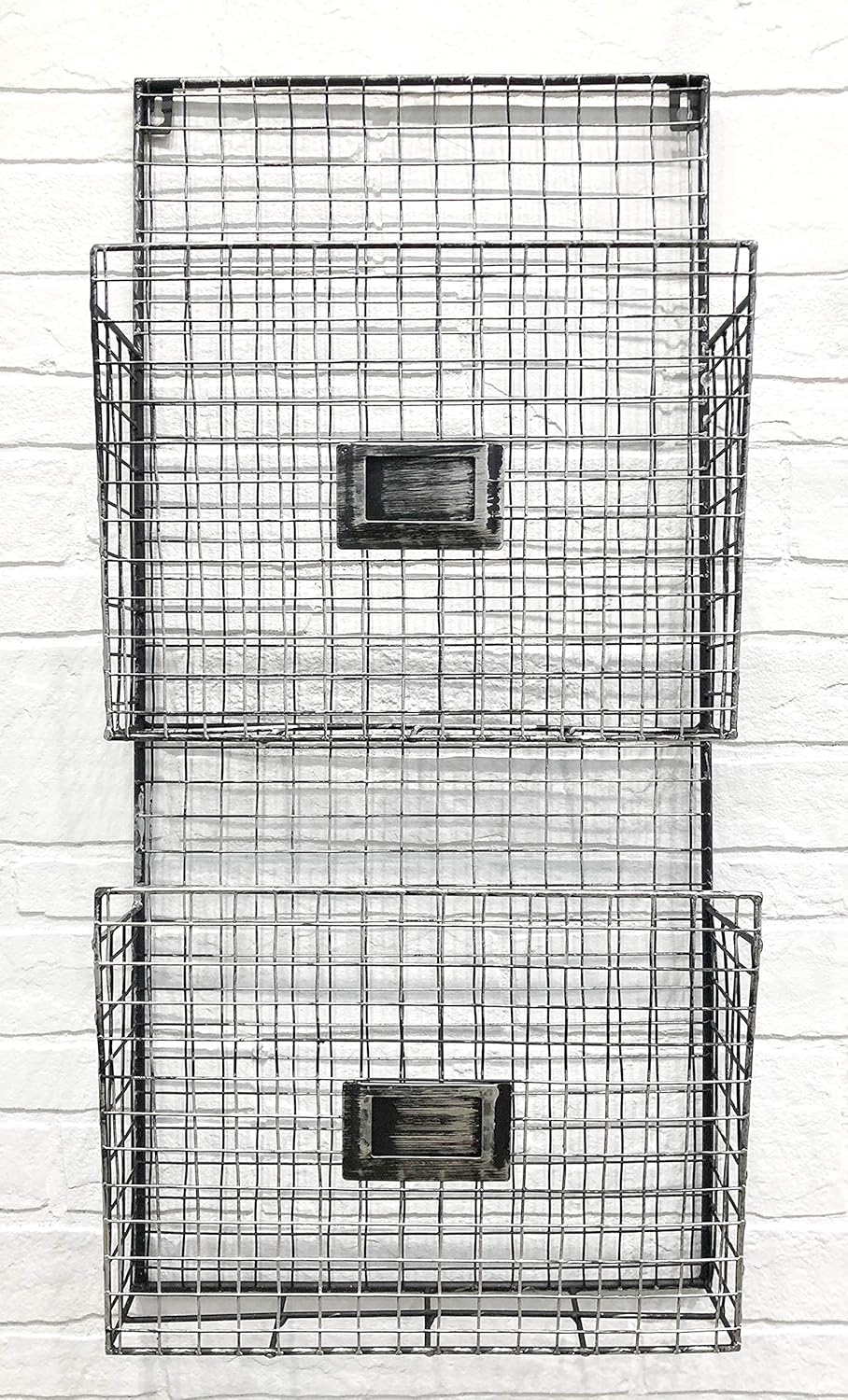 Designstyles Black Metal Wall Double File Holder: Home & Kitchen