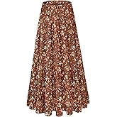 NiPaMi Women's Chiffon White Flowy Maxi Skirts Boho Fall Elastic Waisted Pleated A Line Long Skirt for Women 2025