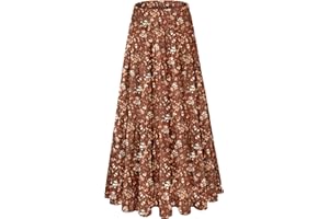 NiPaMi Women's Chiffon White Flowy Maxi Skirts Boho Fall Elastic Waisted Pleated A Line Long Skirt for Women 2025