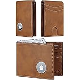 furid Leather Wallet Compatible with Airtag: Slim Air Tag Wallet for Men RFID Blocking, Bifold, Front Pocket, Minimalist Card Holder