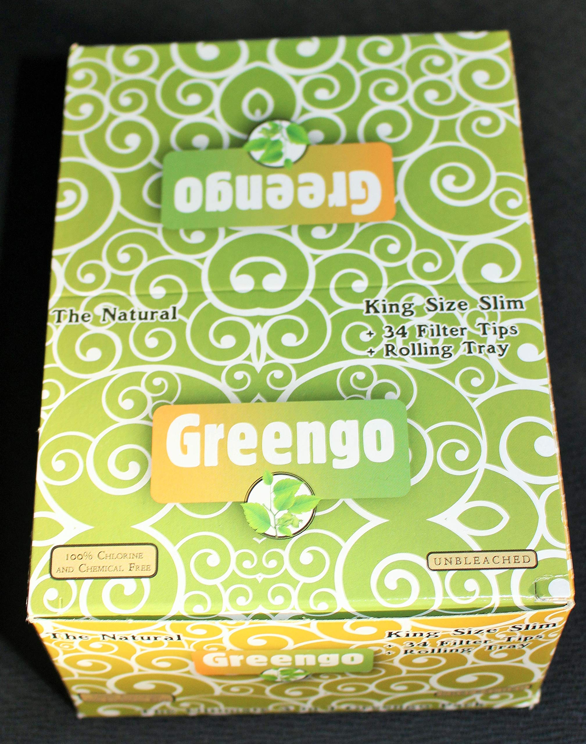 GREENGO 3 in ONE Pure Natural King Size Rolling Paper X 33 Plus 34 Tips Plus Tray Plus Free SWISS Tips (22)