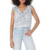 Tommy Hilfiger Women's Printed Chiffon Ruffle Vneck
