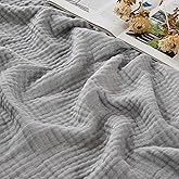 EMME Cotton Muslin King Blanket Bed Layering Bedspread Coverlet Breathable Gauze Soft Lightweight Blankets (Heather Grey, 108"x90")