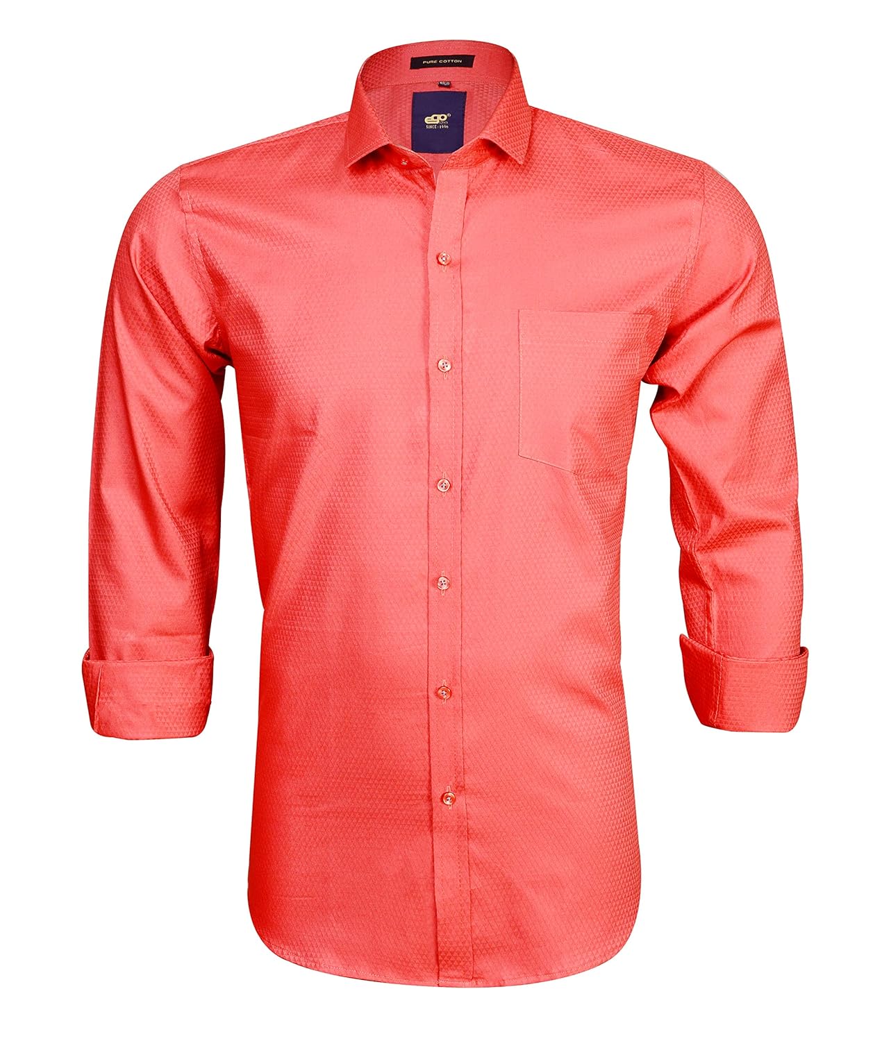 Buy Men's Textured Slim Fit Red Shirt Full Sleeve Cotton Casual Shirt (Size L) at Amazon.in