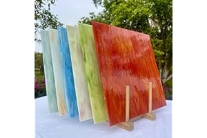 Unicoshape Stained Glass Sheets 12” x 12”, Mosaic Glass 6-Pack (5.8sf), Colorful Cathedral Art and Crafts Sheets for DIY Hobbyists and Projects, Assorted Colors, Easy to Cut (Light Opal Mixed)