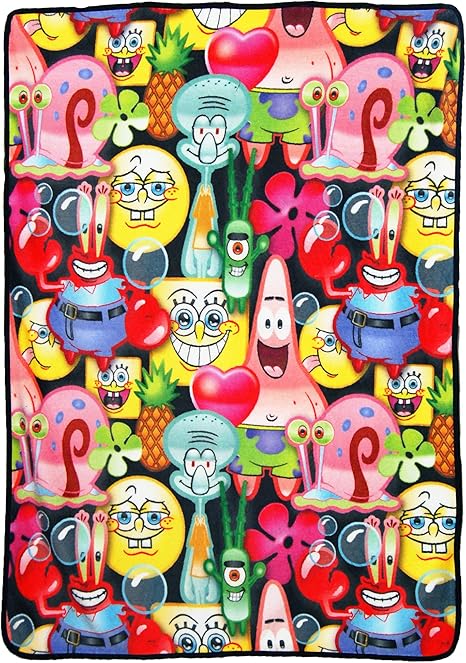 Amazon Nickelodeon スポンジボブ スクエアパンツ マッシュアップボブ マイクロラッセルスローブランケット 46インチ X 60インチ マルチカラー キッズ ジュニア用寝具 オンライン通販