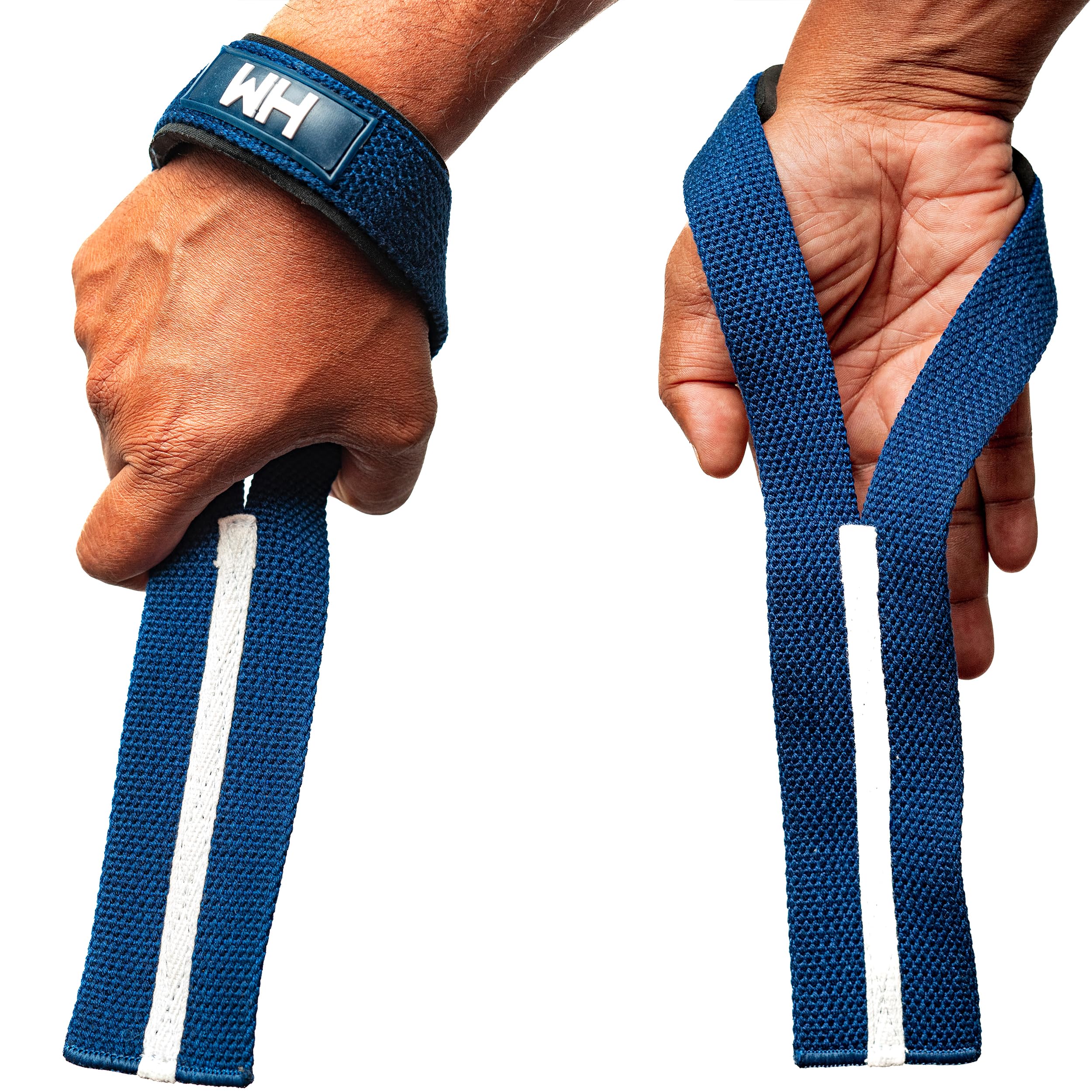 Weightlifting House Weight Lifting Long Straps. Wrist Straps for Olympic Weight Lifting, Snatch, Pulls and Deadlifts for both Men and Women (Blue)
