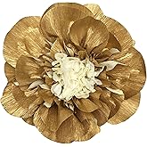Mybbshower 12inch Gold Crepe Paper Flower for Wall Psprt Pom Pom Decor Girls Birthday Party Backdrop Baby Shower Nursery Room Decoration Pack of 3
