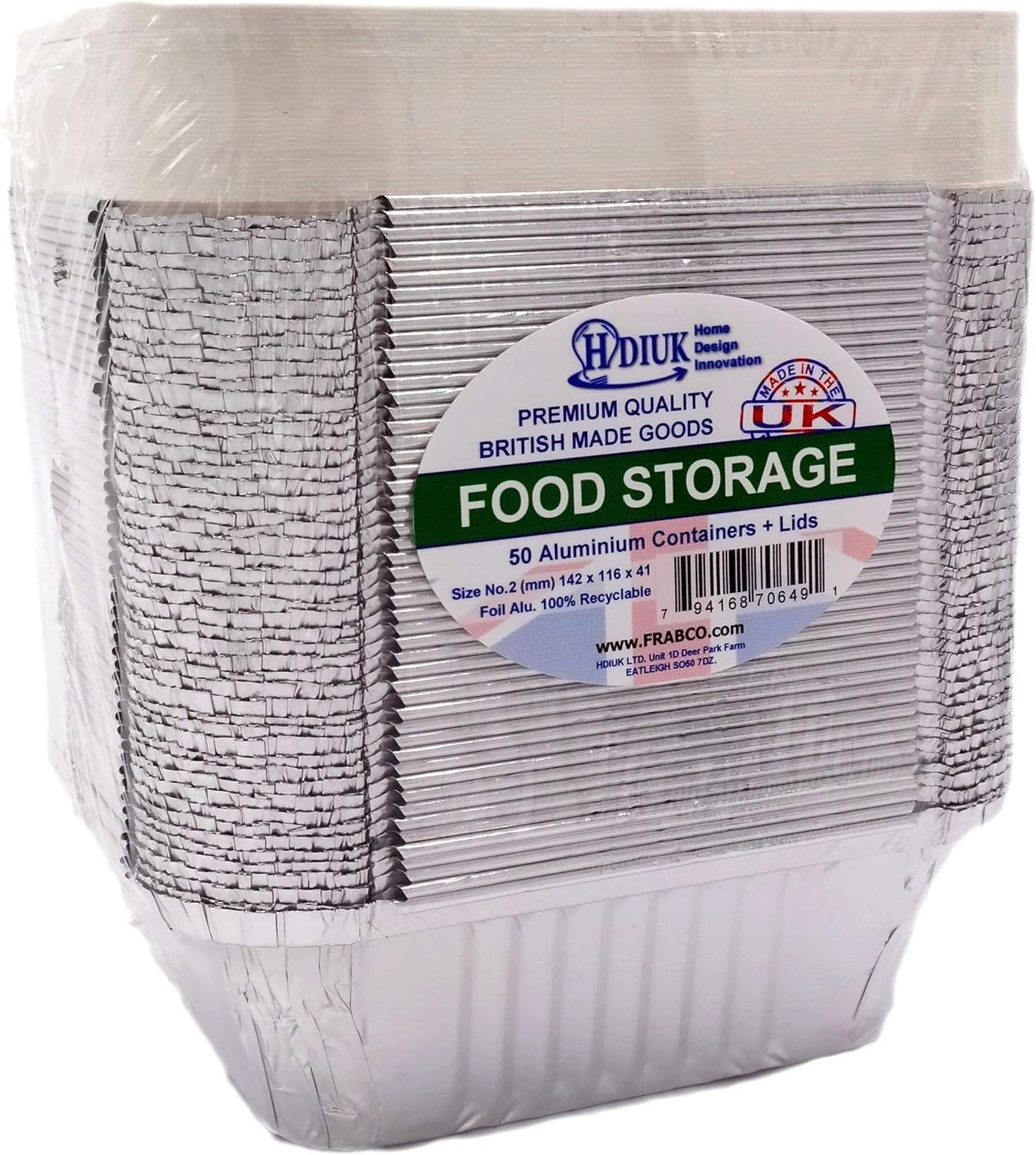 50 HDIUK Aluminium foil food containers, Freezer safe Storage/Takeaway