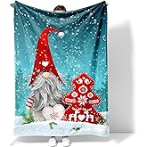 Christmas Gnomes Throw Blanket, Soft Flannel Throw Blanket for Couch, Bed, Travel, Living Room & Home Decor, Cozy Lightweight Warm Fluffy Fuzzy Blankets for Adults Women Girls (50×40 Inch)