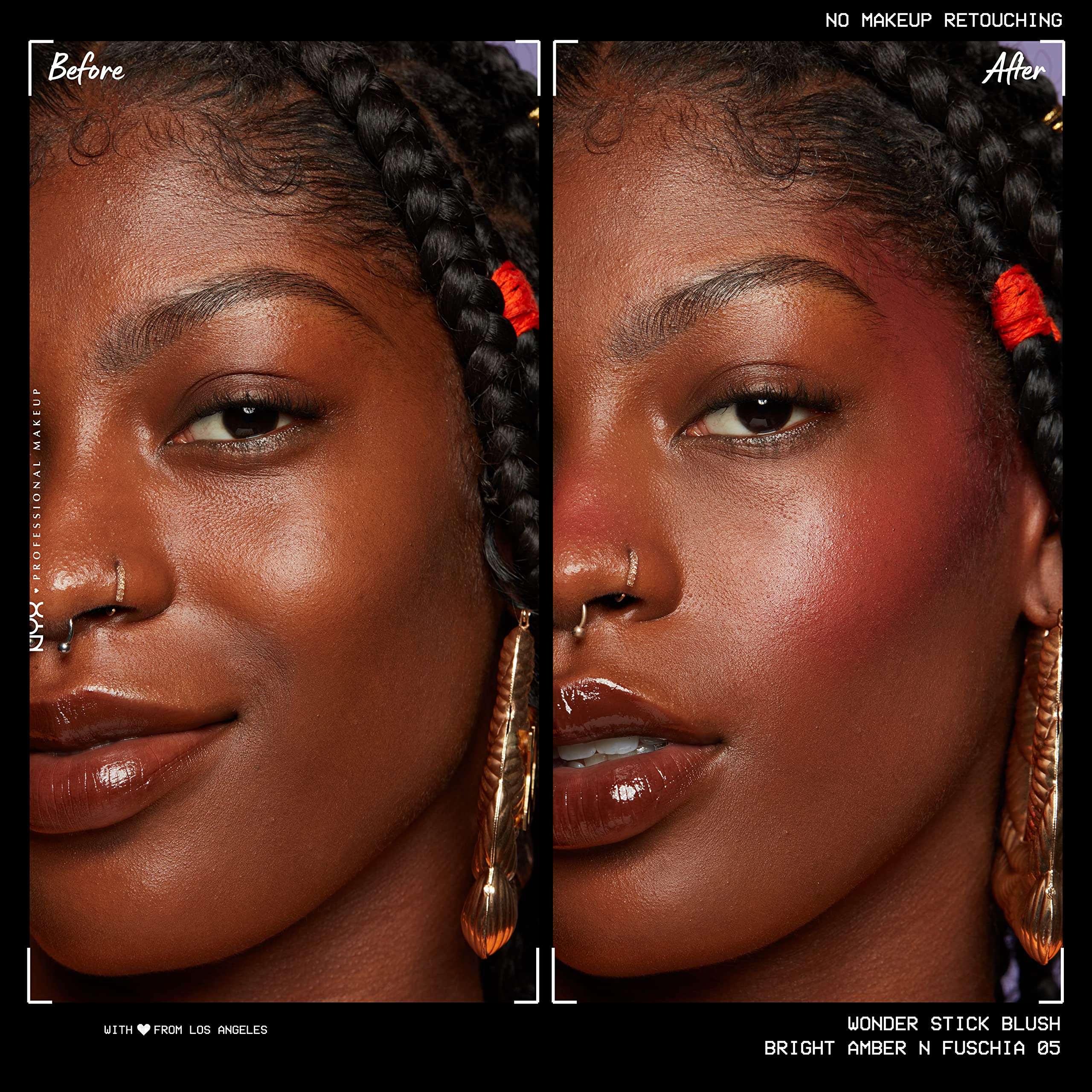 NYX PROFESSIONAL MAKEUP Wonder Stick Blush with Hydrating Hyaluronic Acid, Dual-Ended Cream Blush Stick - Bright Amber & Fuchsia