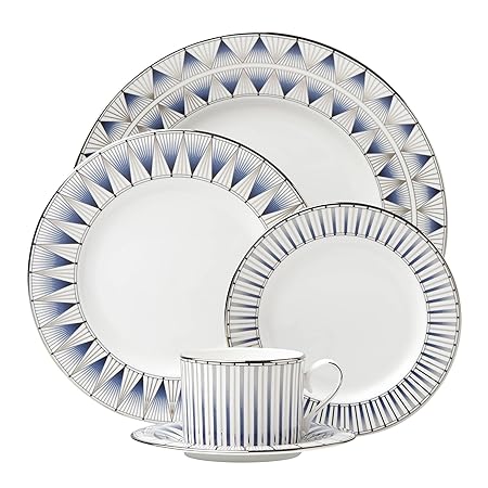 Lenox 869065 5 Piece Geodesia Place Setting Dinnerware Set, Blue