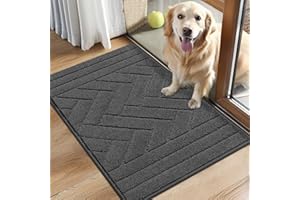Tindbea Dog Mat for Muddy Paws 20"x31.5" Absorbs Moisture Dirt Non-Slip Washable Mud Mat for Dogs,Soft Rubber Backing Front Inside Pet Rug for Entryway, Mud Dog Paws, Patio(Charcoal)