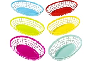 Talking Tables Cuban Fiesta Multicolor Plastic Food Baskets for a Picnic or Birthday, Multicolor (6 Pack)
