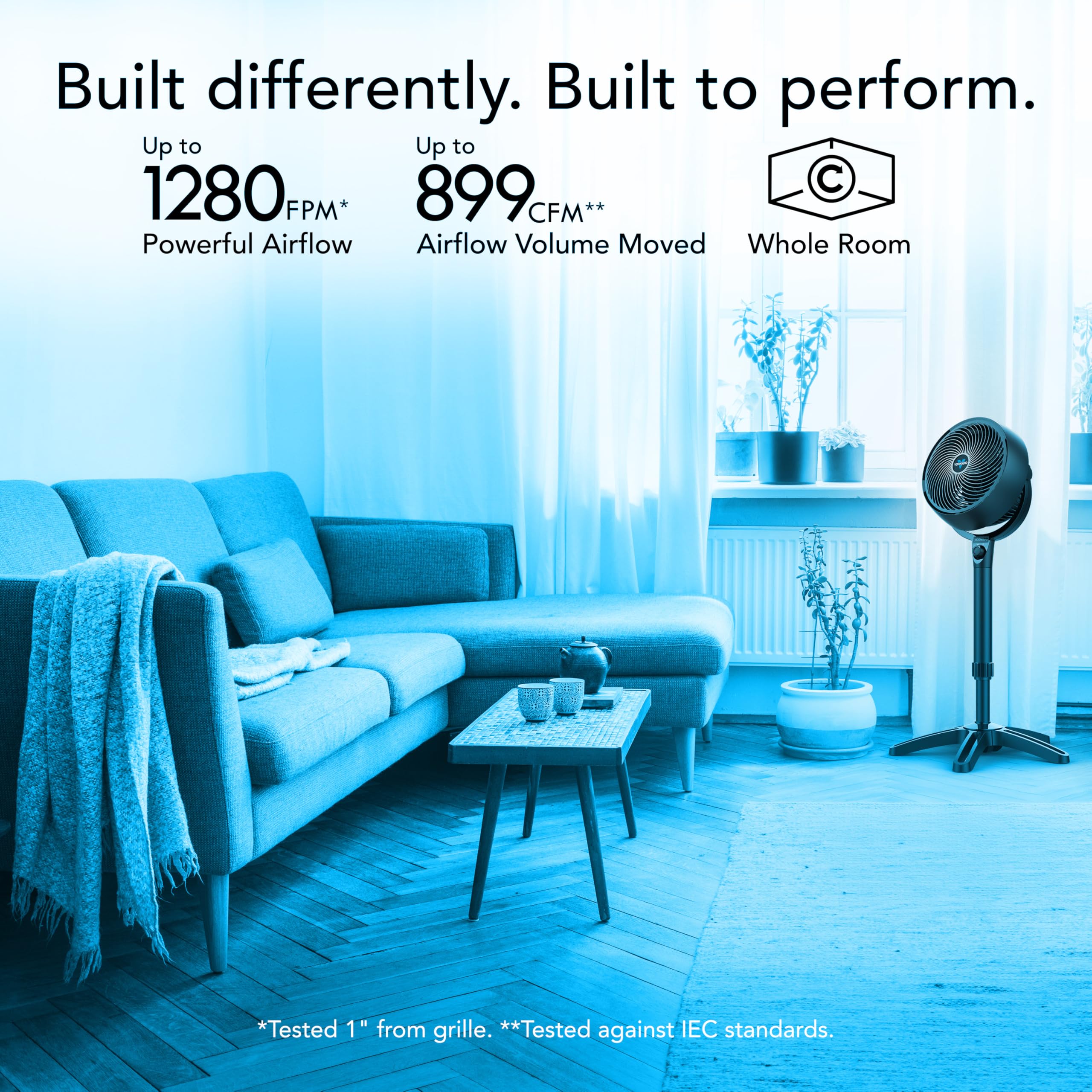 Vornado 683 Medium Pedestal Whole Room Air Circulator Fan, 3 Speed Control, Adjustable Standing Height, 32 to 38 Inches, Powerful Pedestal Standing Fan for Bedroom and Home, Quiet Floor Fans, Black