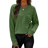 IWD 3D Floral Sweaters for Women Crew Neck Long Sleeve Pullover Sweater Cozy Knit Tops 2026