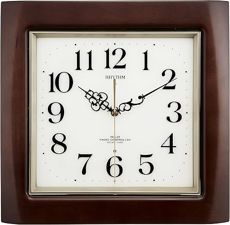 Amazon Co Jp リズム Rhythm 掛け時計 電波 アナログ ネムリーナm468r 毎正時 時報 付 木 茶 半艶仕上げ Rhythm 4mn468rh06 ホーム キッチン