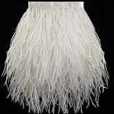 Soarer 1.5Ply 4-5inch Off-White Ostrich Feather Trim for Sewing,2Yards | Fluffy Ostrich Feathers Fringe for DIY Crafts,Dance Costumes,Jewelry Making,Halloween,Wedding Home Party Clothing Decor