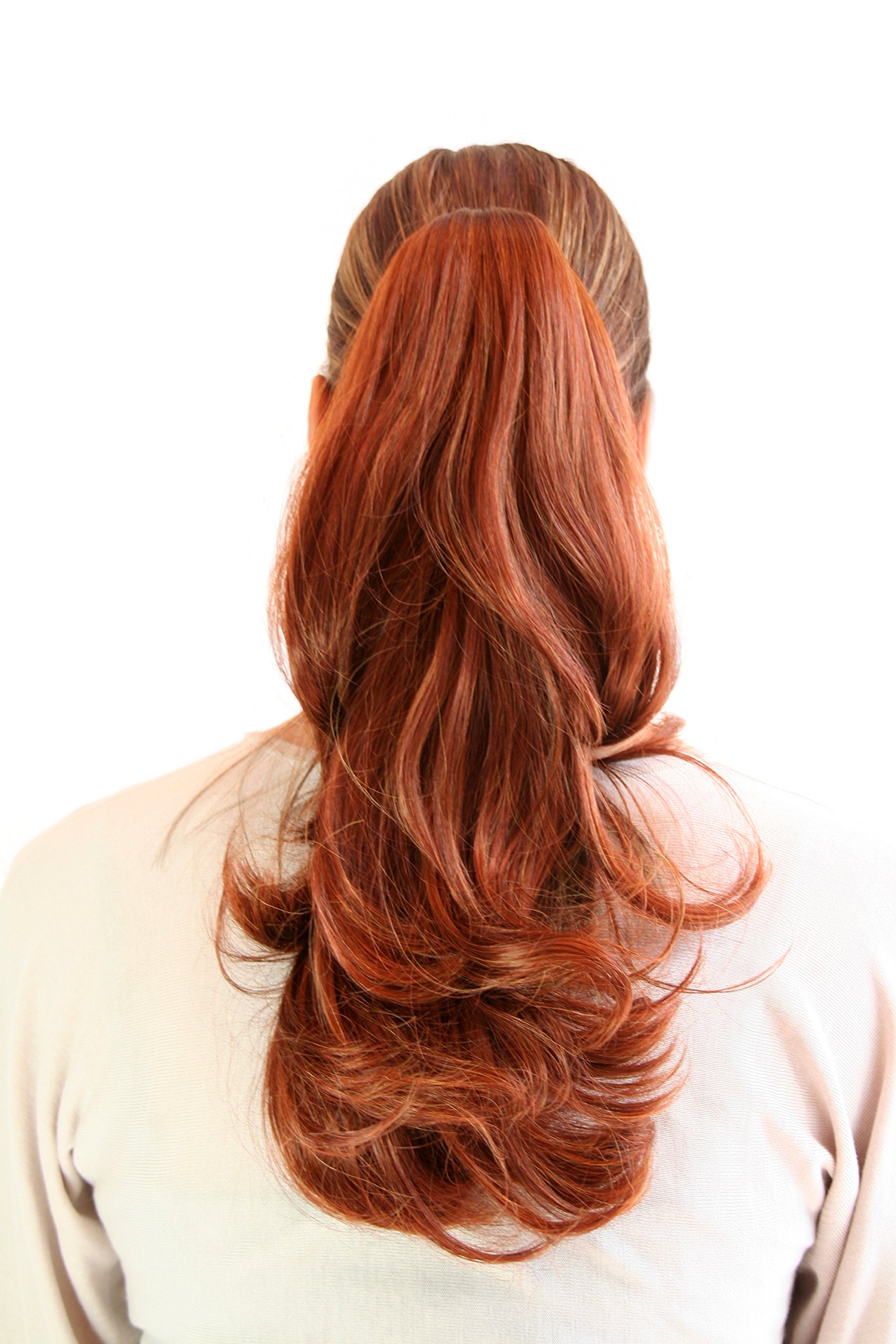 Hairpiece PONYTAIL medium length straight/w slightly waved ends RED mix (T400 Colour 33A/130) pigtail
