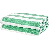 Amazon Basics Cabana Stripe Beach Towel - Pack of 2, Green