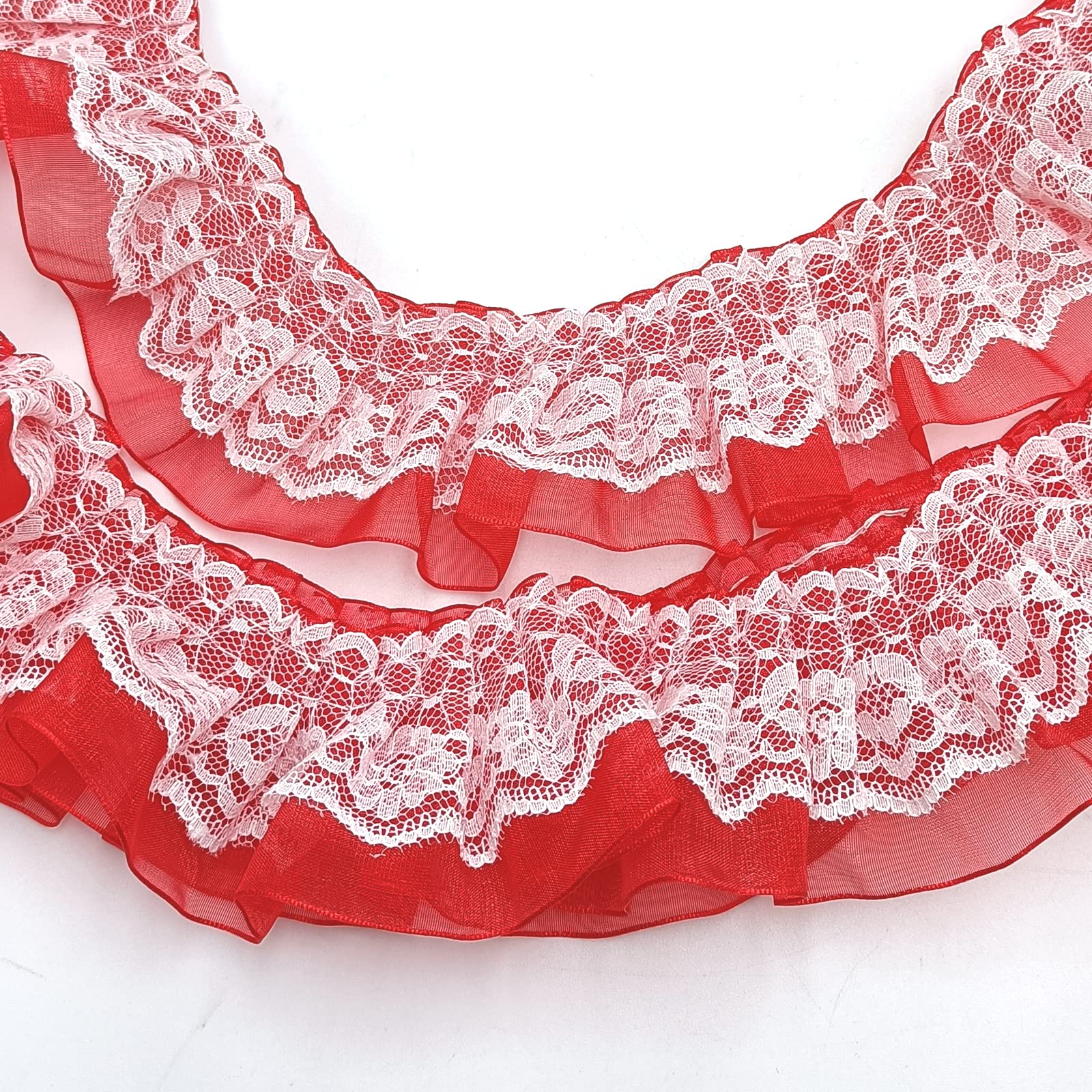 Photo 1 of 2 Yards Vintage White Floral Lace Ribbons Stretchy Lace, for Bridal Wedding Decorations Sewing Supplies DIY Craft Handmade Costume White Red