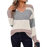 Zeagoo Womens Sweaters Fall 2026 Long Sleeve Knit Pullover V Neck Lightweight Crochet Sweater Tops Dressy Casual