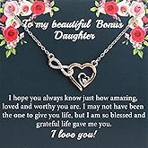 PLITI Bonus Daughter Gift: Infinity Heart Pendant Necklace for Beautiful Stepdaughter