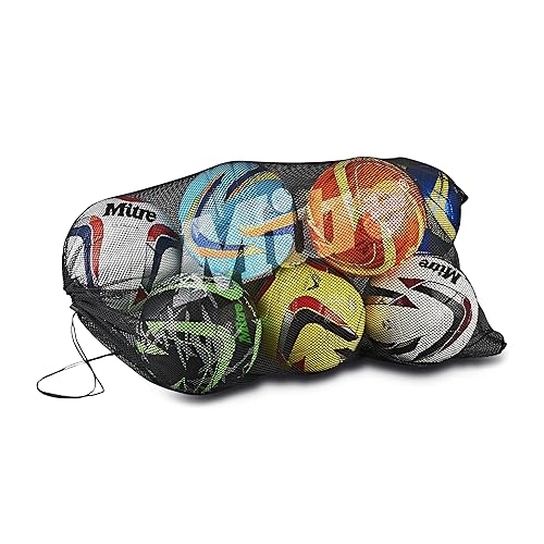 Mitre Mesh Ventilated Football Sack | Holds 10 Balls, Black, One Size