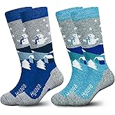 Hylaea Merino Wool Ski Socks Kids, Knee-high Warm Thermal Snowboard Skating Socks for Boys Girls Toddler