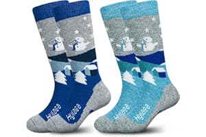 Hylaea Merino Wool Ski Socks Kids, Knee-high Warm Thermal Snowboard Skating Socks for Boys Girls Toddler