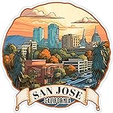 San Jose California Sticker 4 Inch Travel Souvenir City Destination - Waterproof Vinyl Decal for Laptop Water Bottle Car Tumbler - Durable Aesthetic Long-Lasting Stickers for Adults ID44990