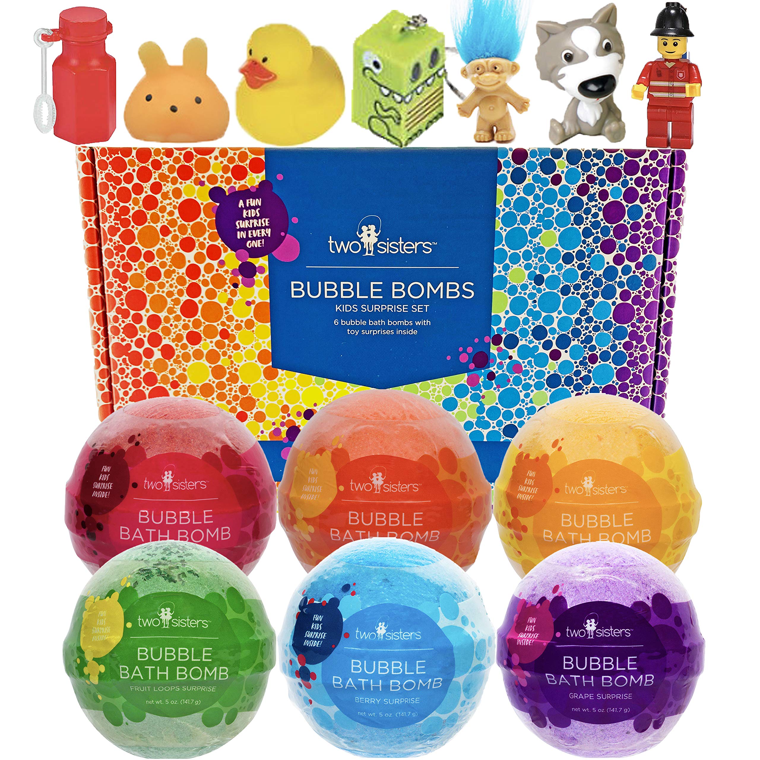 Buy Kids Fizzy BUBBLE Bath Bombs with Toy Surprises Inside(Gender Neutral) Rainbow Colors