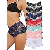 Cinvik Sexy Panties for Women Plus Size Underwear Womens High Waisted Underwear No Panty Line Breathable Lace Boyshorts