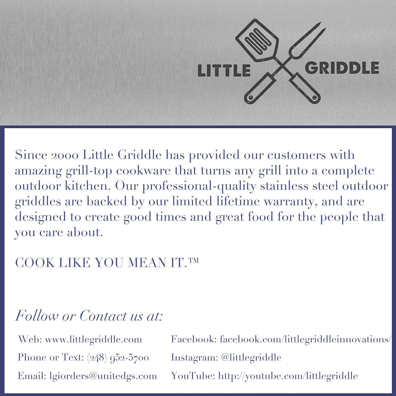 Little Griddle GQ230 100% Stainless Steel Professional Quality Griddle with Cross Bracing, 25" (Full Size) : Grill Griddles : Garden & Outdoor