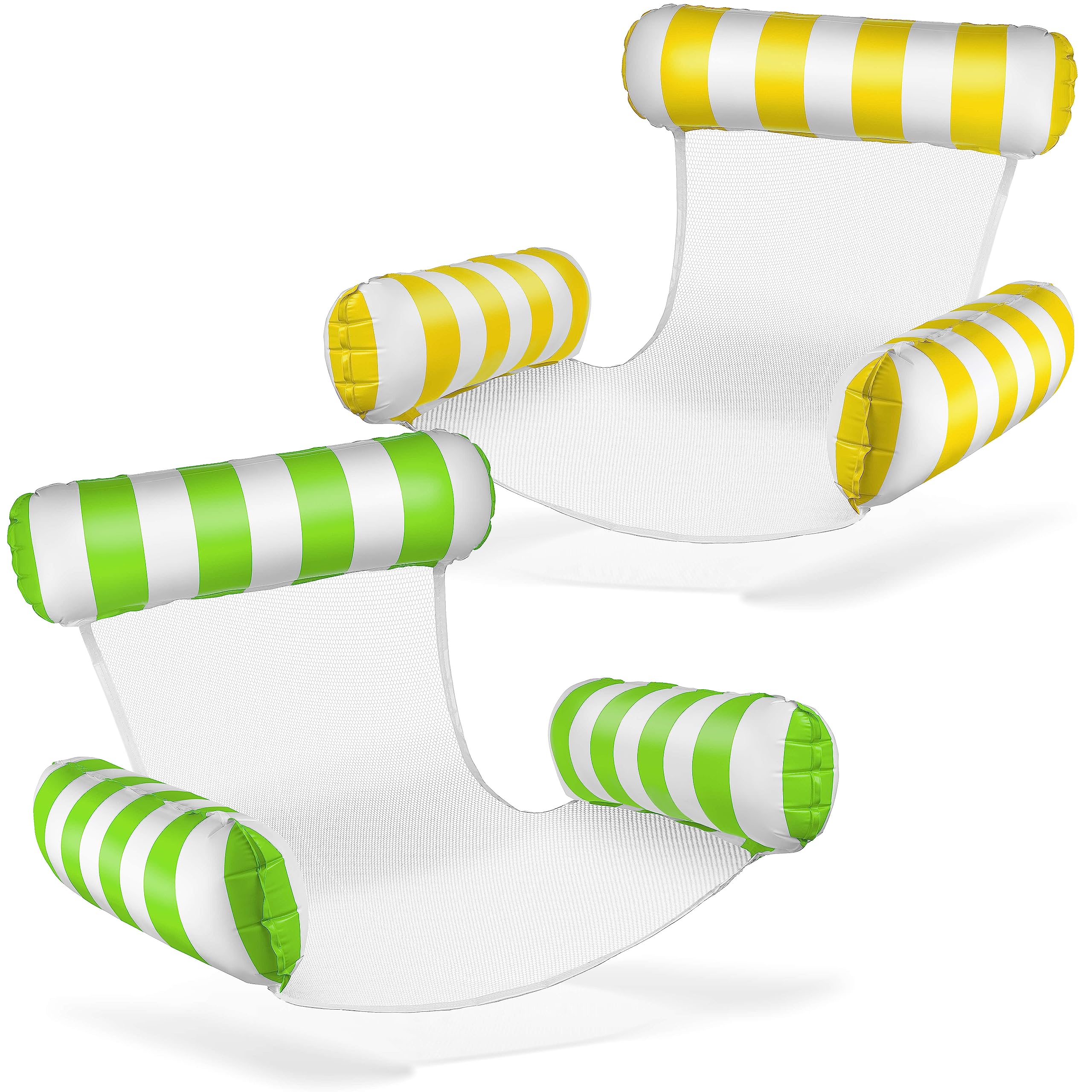 Balinco Air Mattress Pool, Inflatable Chair, Water Chair with Backrest and Armrests, Swimming Seat, Pool Seat, Sun Chair, Water Relaxing Chair (Green/White + Yellow/White)